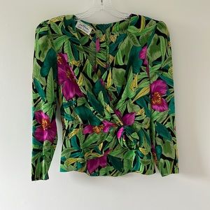 Vintage Cattiva Silk Tropical Print Top